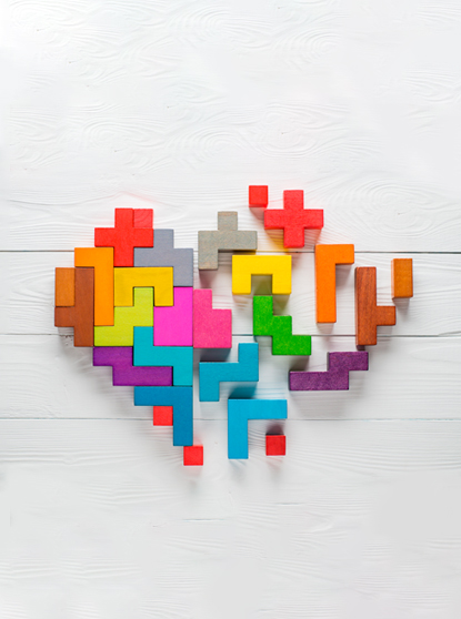 Puzzle de un corazón de colores